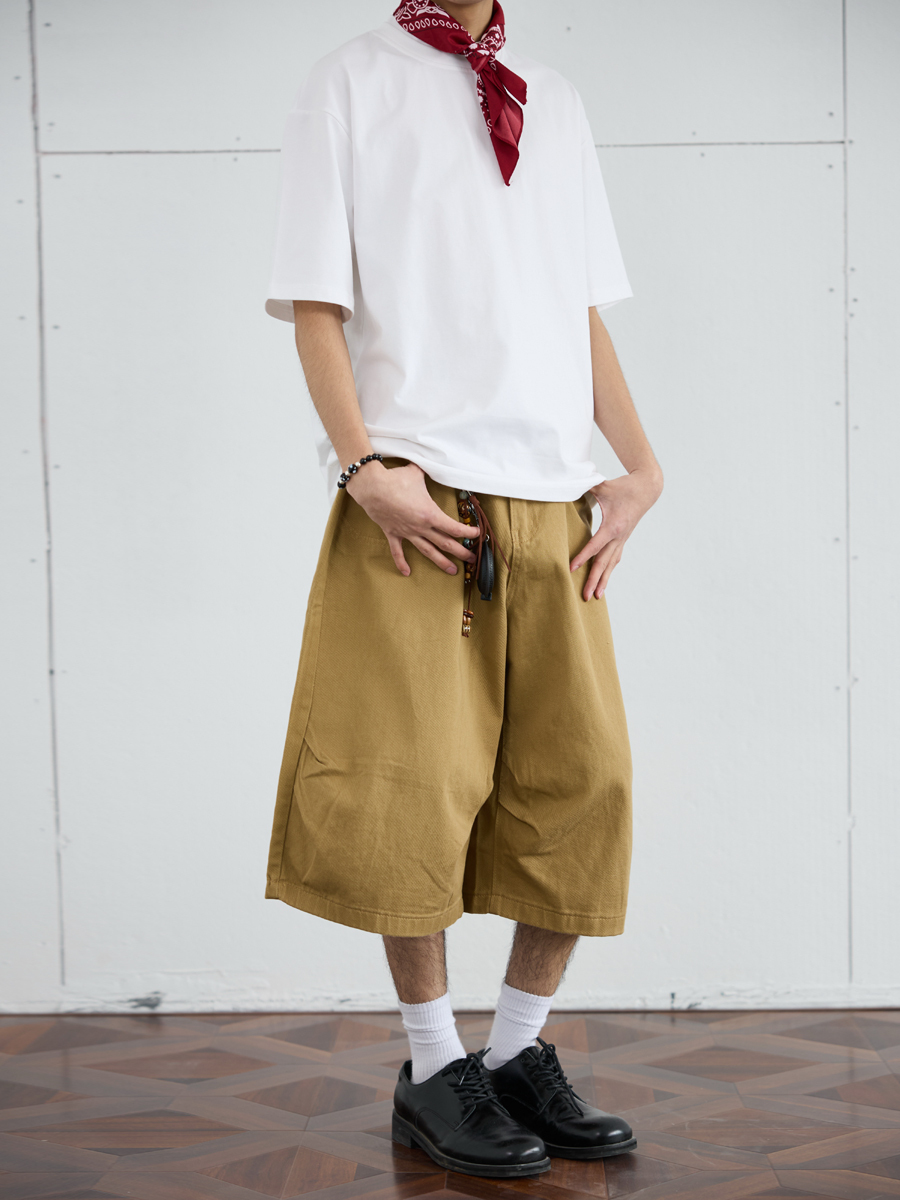 2025 Men's Seven-Point Pants - Casual Wide-Leg Workwear, Loose Fit Draping Shorts for Versatile Everyday Style