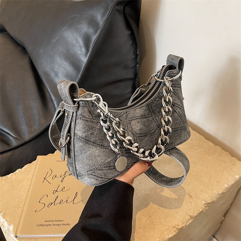 2025 New Model Patchwork Small Bag for Women - Stylish Versatile Chain Underarm Shoulder Crossbody Bag