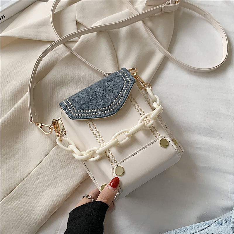 2025 Spring/Summer Women's Color-Blocking Crossbody Bag - Versatile Small Square Handbag for High-End Fashion