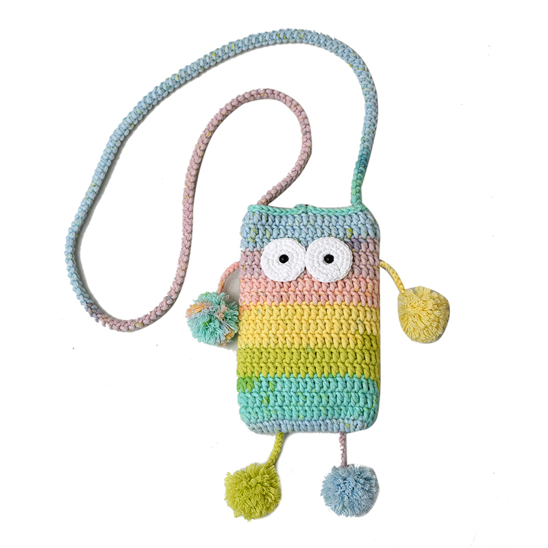 2025 Summer Cute Gradient Knitted Crossbody Phone Bag for Women - Quirky Small Bag, Perfect for Y2K and Festival Style