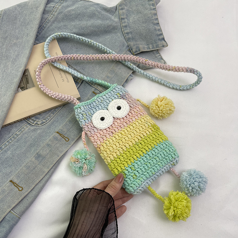 2025 Summer Cute Gradient Knitted Crossbody Phone Bag for Women - Quirky Small Bag, Perfect for Y2K and Festival Style