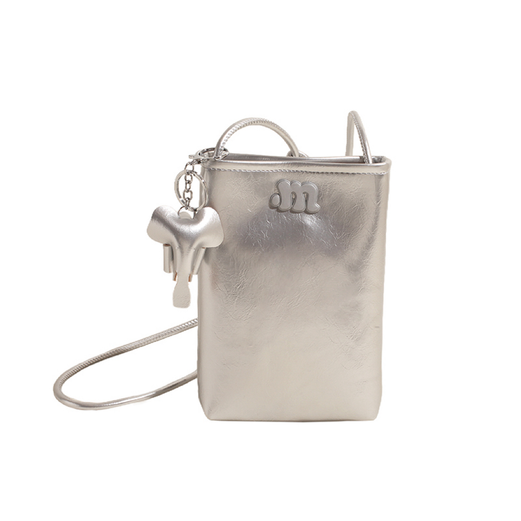2025 Summer High-End Compact Lightweight Mini Crossbody Bag for Women - Stylish Silver Phone Bag for Walking
