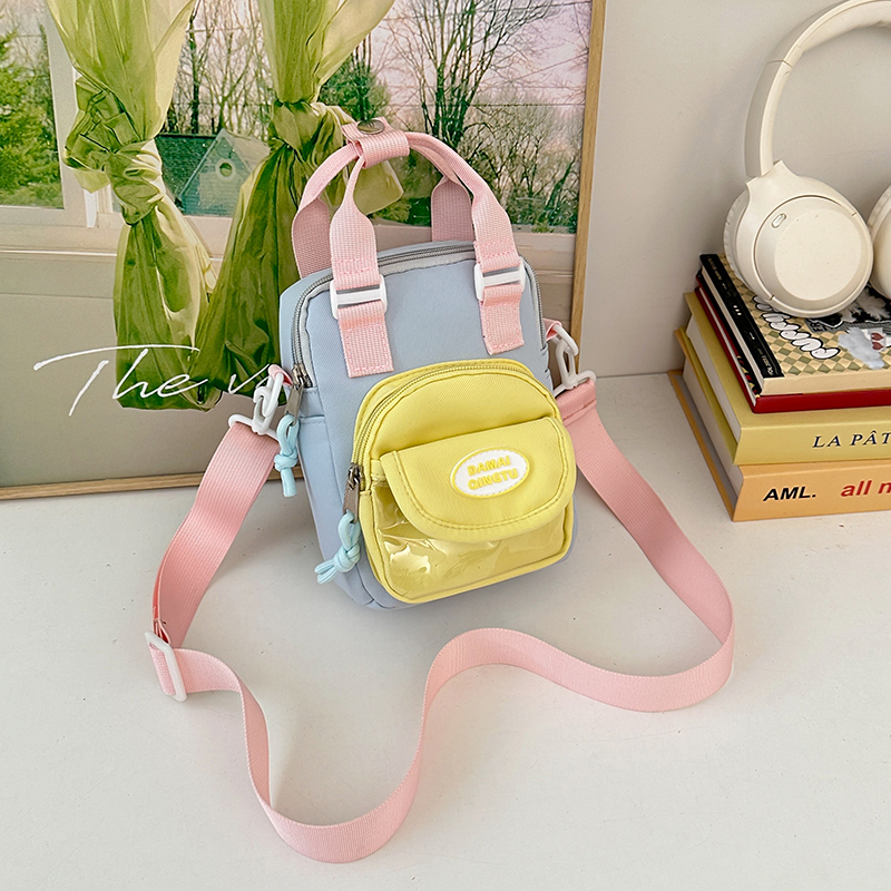2025 Summer Nylon Tote Bag for Women - Lightweight Color-Blocking Crossbody Phone Bag in Trendy Dopamine Colors