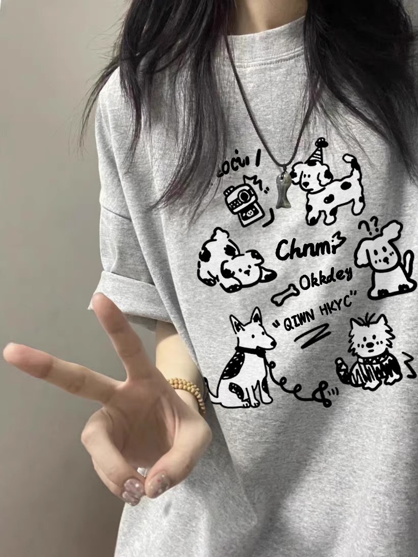 2025 Summer Plus Size Pure Cotton Loose Short Sleeve T-Shirt for Women - Casual American Style Top