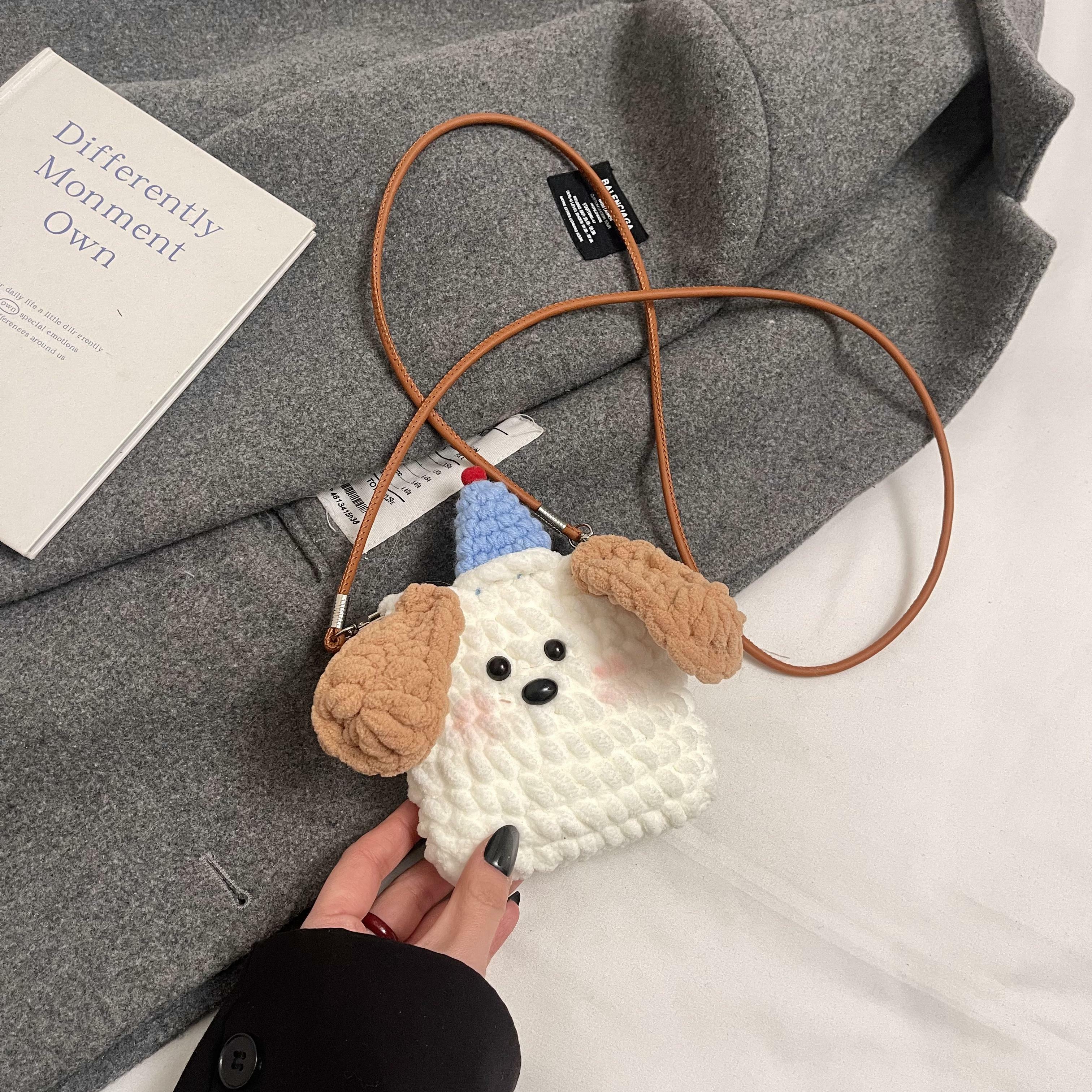 2025 Summer Quirky Cute Knitted Dog Mini Crossbody Phone Bag for Women - Trendy Fashion Accessory