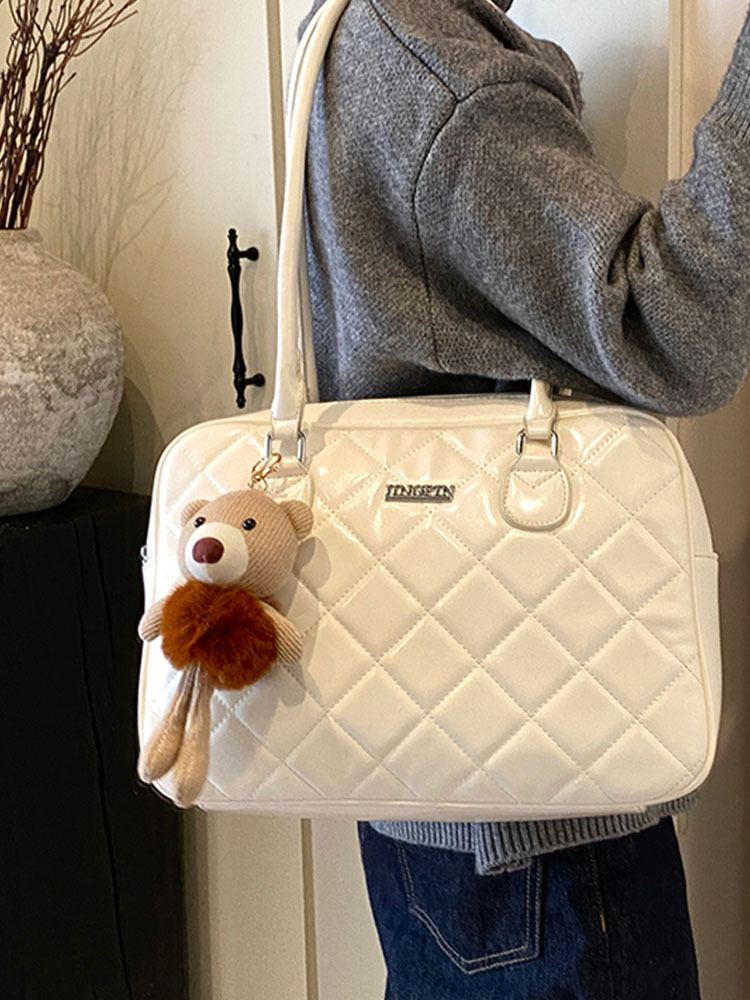 2025 Winter Women's Minimalist Diamond-Patterned Handheld Travel Bag, Chic Shoulder Bag, High-End Underarm Style