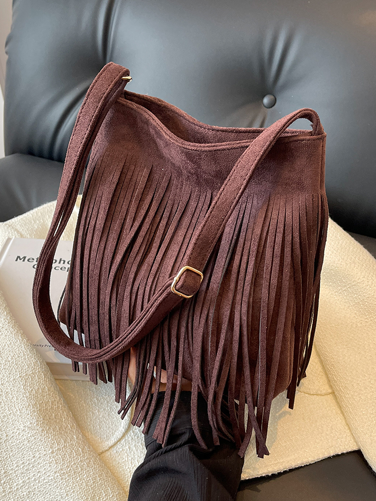 2025 Women's Autumn Winter Retro Korean Style Tassel Small Square Shoulder Bag - High-End Minimalist Fashion Accessory