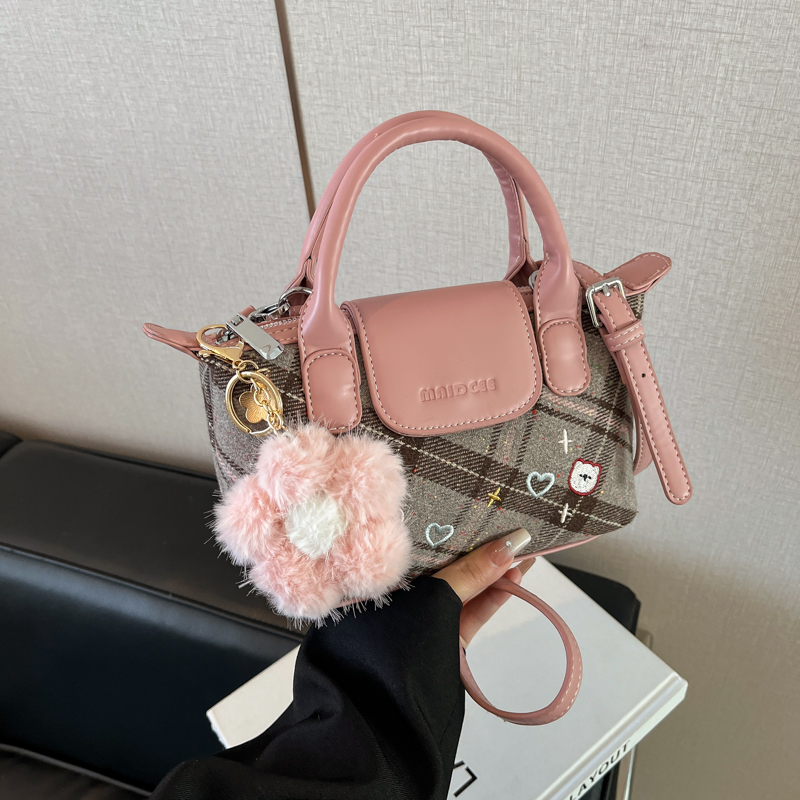 2025 Women's Color-Blocking Woolen Handbag - Small Square Shoulder Crossbody Bag for Spring and Summer Fashion