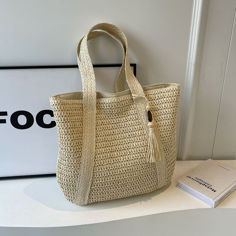 2025 Women's Large Capacity Straw Tote Bag - Woven Commuter Shoulder Bag for Spring and Summer Beach Vacations