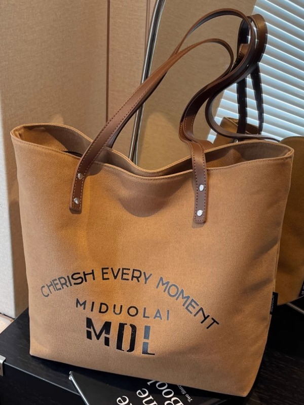 2025 Women's Letter Canvas Tote Bag - Large Capacity Korean Style Versatile Commuter Shoulder Handbag