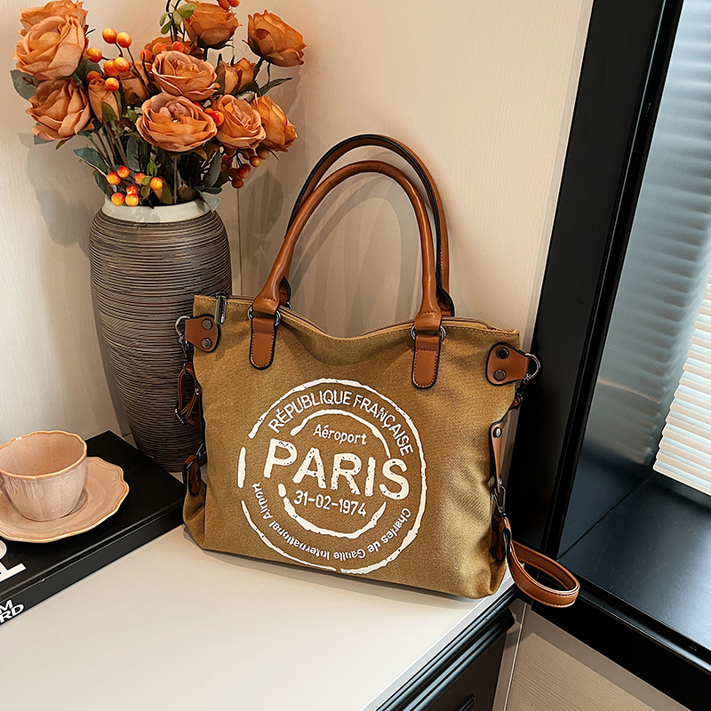 2025 Women's Single-Shoulder Canvas Tote Bag - Large Capacity Spring & Summer Fashion for Classes & Commuting