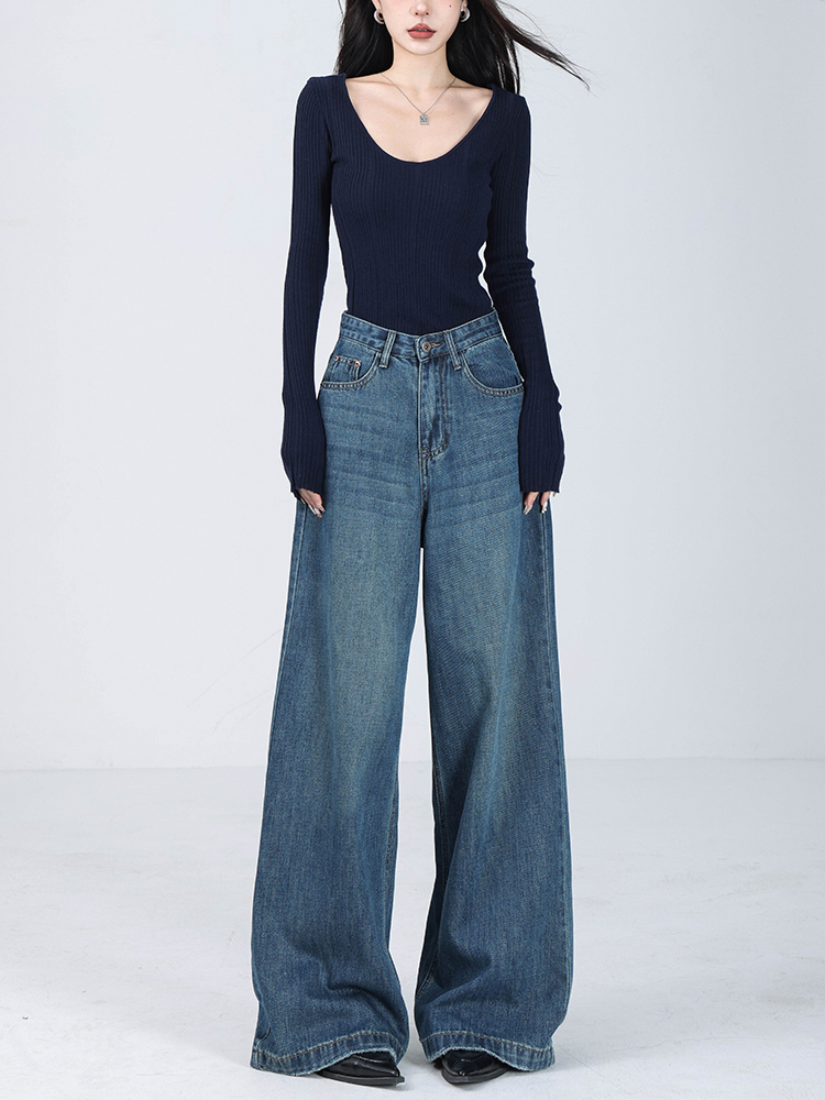 25-Year Summer Slimming Wide-Leg Jeans for Women | Loose Floor-Length Straight Pants | Casual 90s Style Fashion