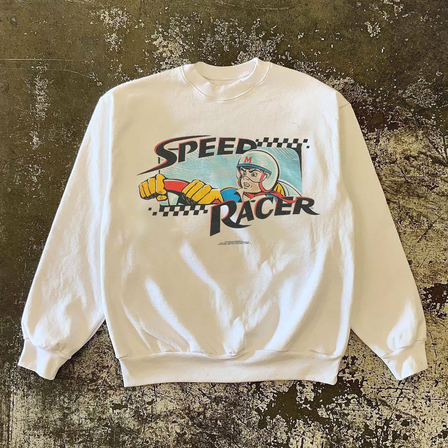 380g Heavyweight Oversized Round Neck Sweatshirt with Original Racing Driver Print for Charity