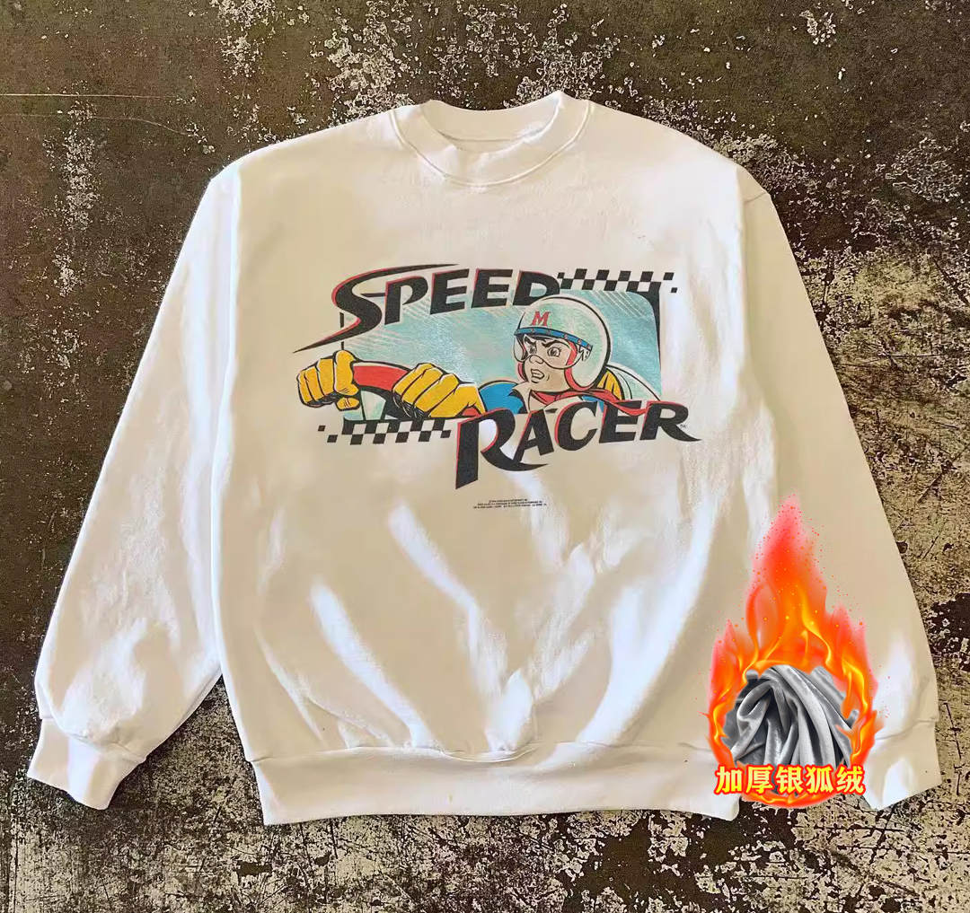 380g Heavyweight Oversized Round Neck Sweatshirt with Original Racing Driver Print for Charity