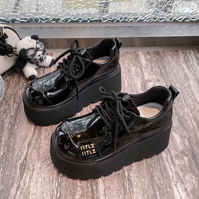 8cm Thick-Soled Retro Mary Jane Loafers for Women - Spring 2025 British Style Leather Shoes for Petite Fashion