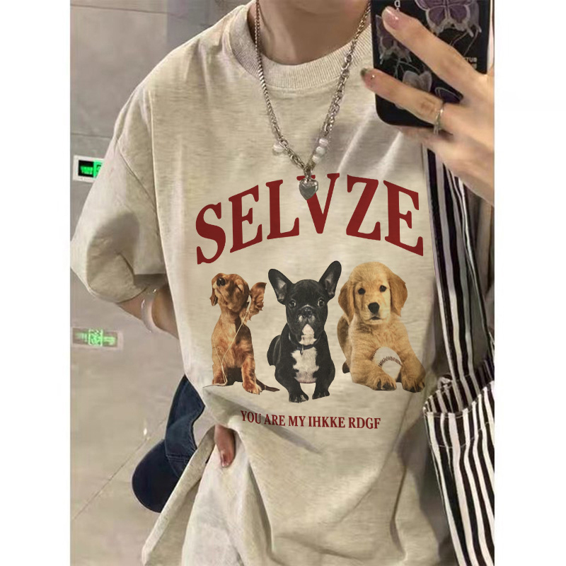 90s American Retro Cartoon Print Cotton Short Sleeve T-Shirt for Men and Women, Plus Size Loose Fit Couple's Top