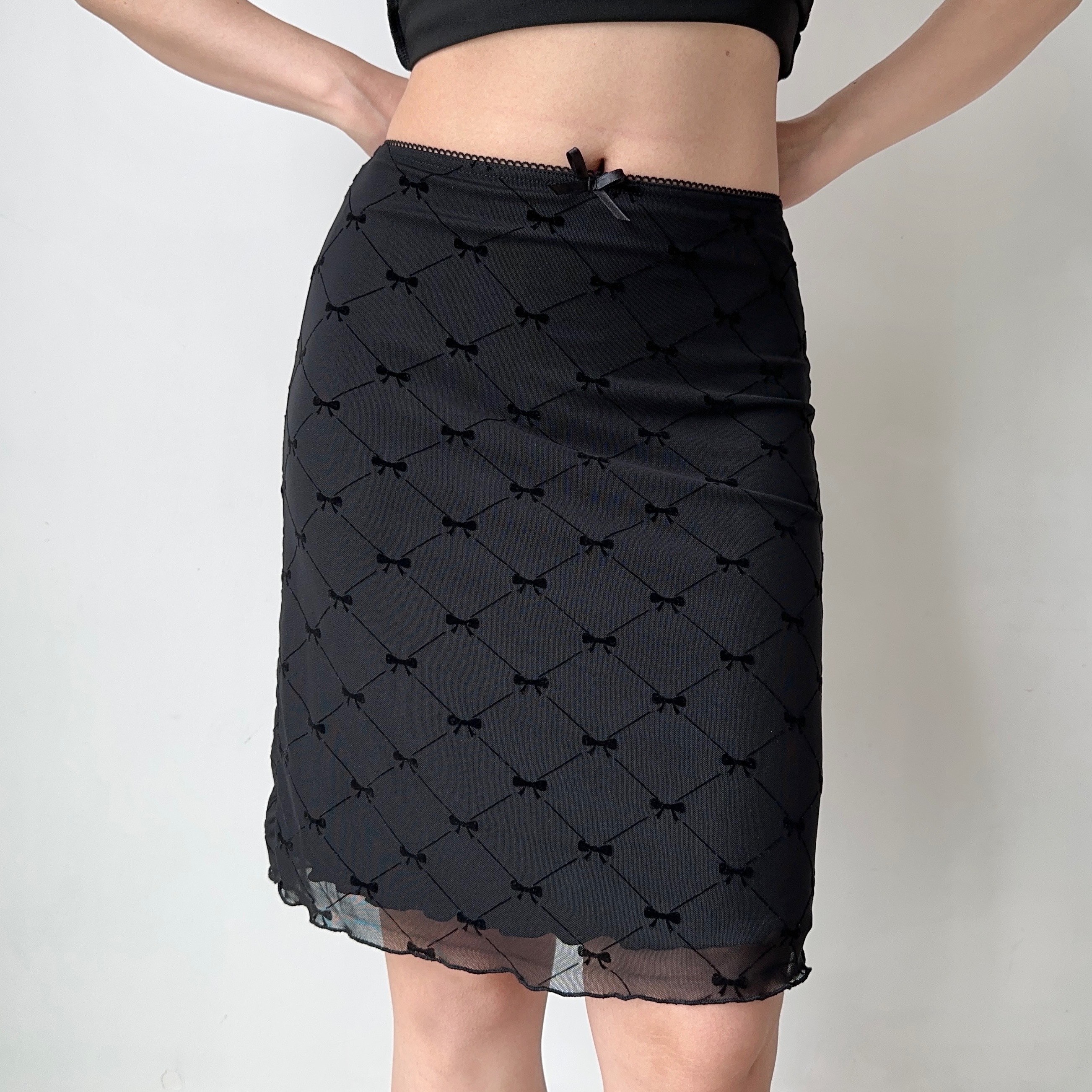 A-line Plaid Half Skirt with Bow Tie - Slim Fit Mid-Waist Bodycon Tulle Short Skirt for European and American Style Fashion