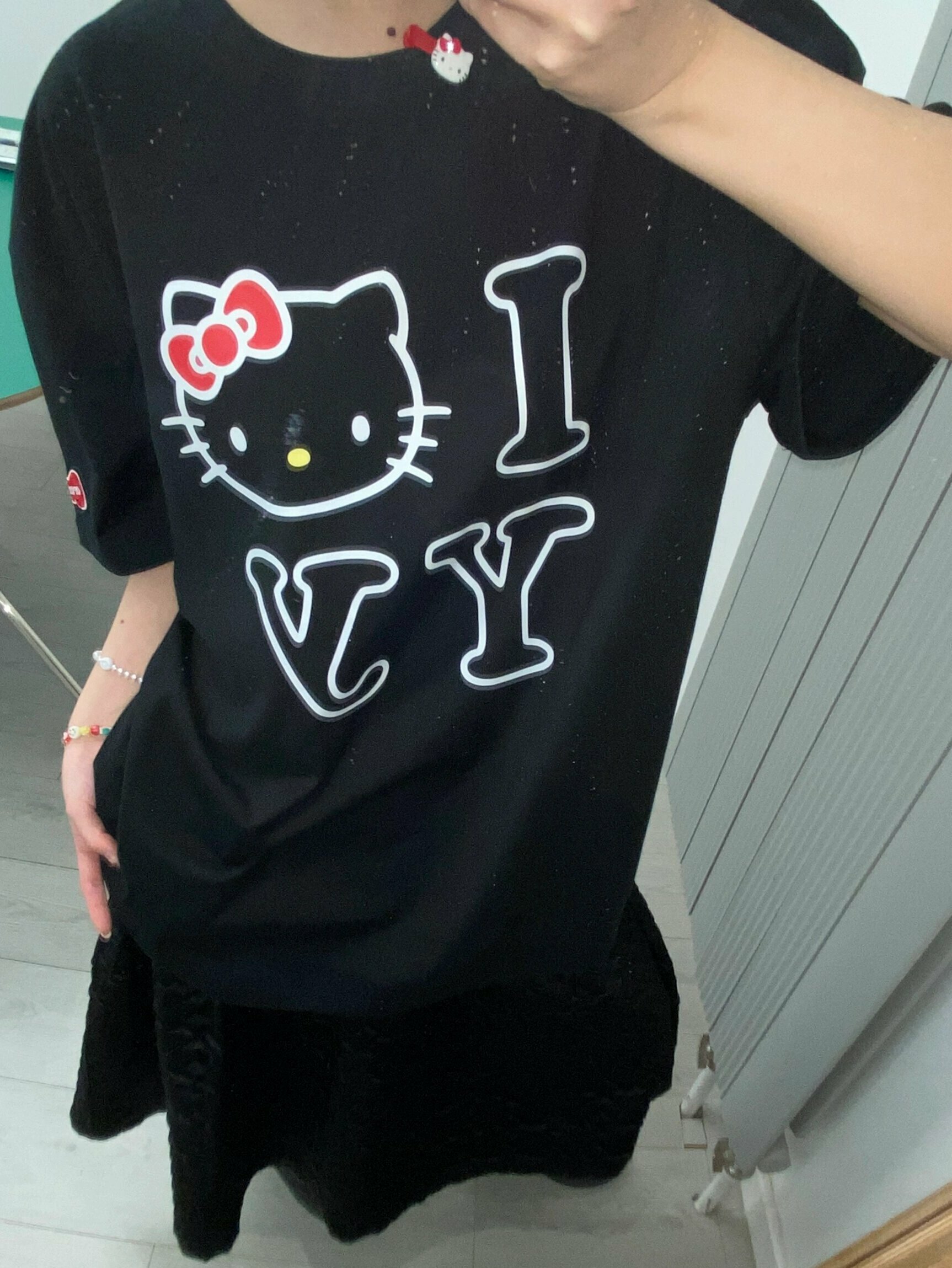 Age-Reducing Cute Kitty Print Heavyweight Cotton Short Sleeve T-Shirt - Irresistible Korean Niche Design