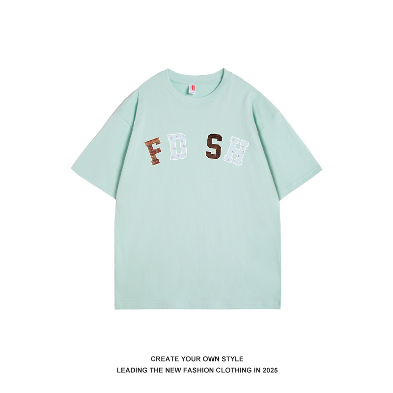 American Minimalist Floral Letter Short Sleeve Women's Casual Cotton Top - Versatile Ins Style, High Quality