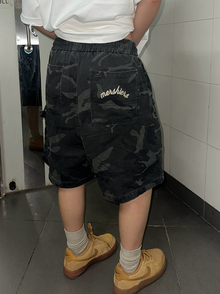 American Retro Camouflage Multi-Pocket Shorts for Men and Women - Loose Fit High Street Straight-Leg Five-Point Workwear