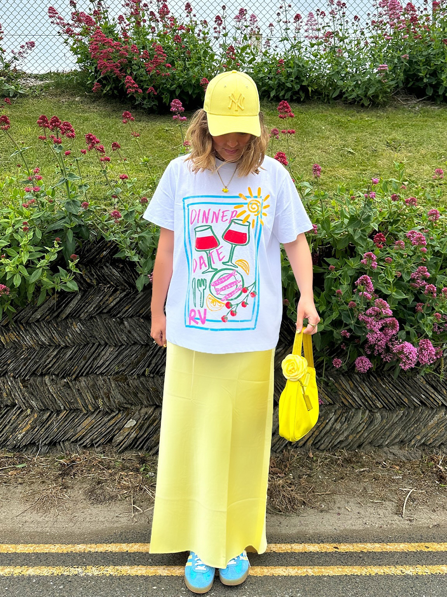 American Retro Food Painting Print Oversized Short-Sleeve T-Shirt for Women - Casual Spicy Girl Style in Pure Cotton