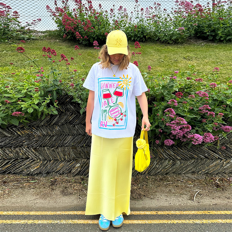 American Retro Food Painting Print Oversized Short-Sleeve T-Shirt for Women - Casual Spicy Girl Style in Pure Cotton