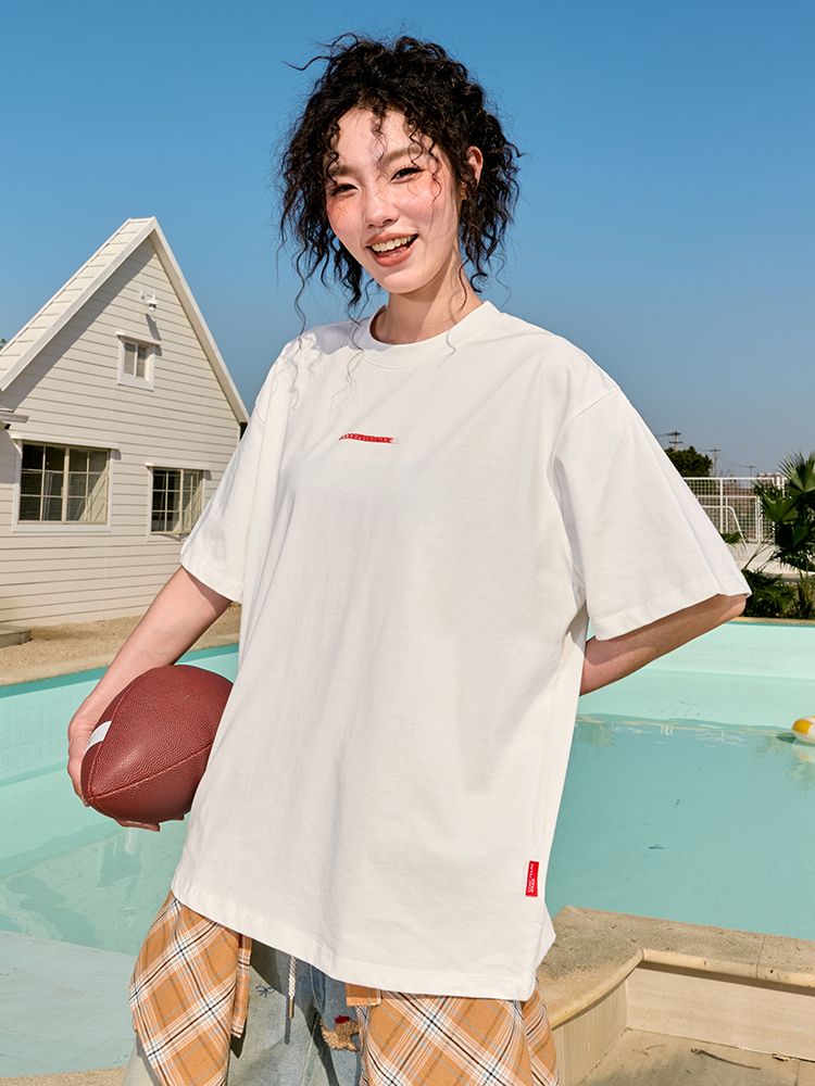 American Retro Letter Print Short Sleeve T-Shirt - Unisex Heavyweight Loose Fit - 2025 Summer Fashion, Y2K Style