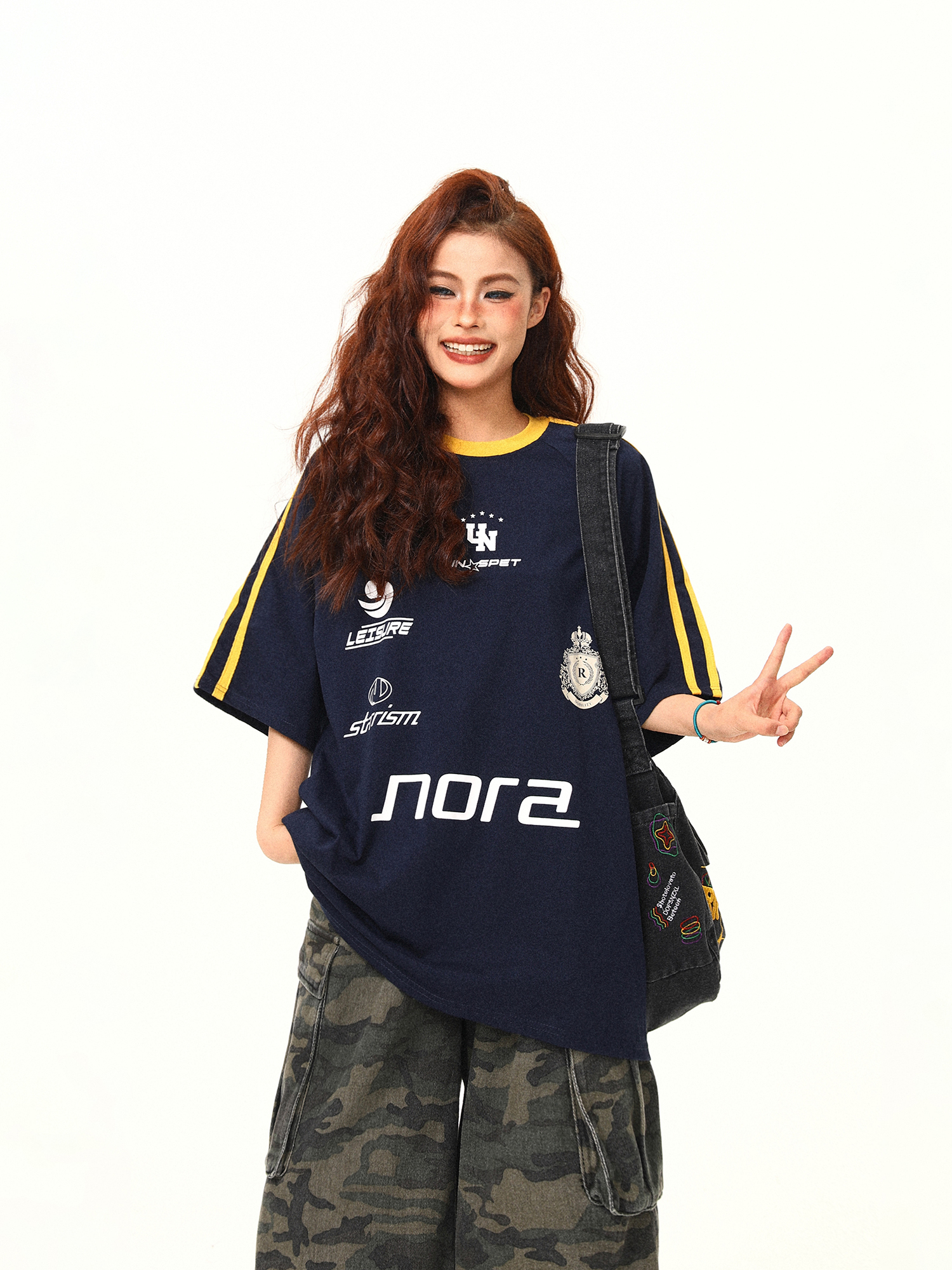 American Retro Letter Print Short-Sleeve T-Shirt for Women, Summer Loose Sports Style, Versatile Casual Top