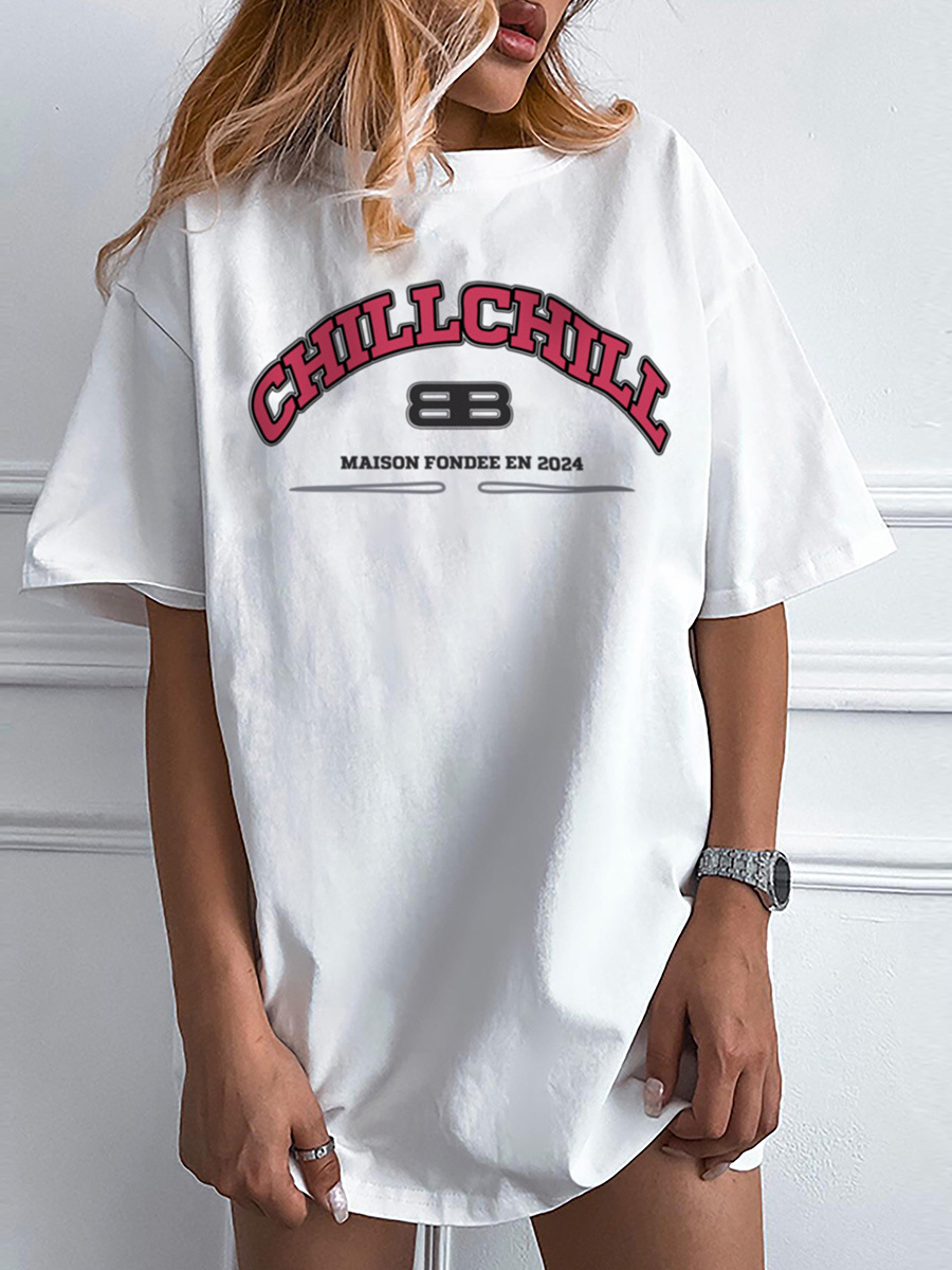 American Retro Minimalist Letter Print Short Sleeve T-Shirt - Summer Women's Oversized Hot Girl Top in Trendy Style