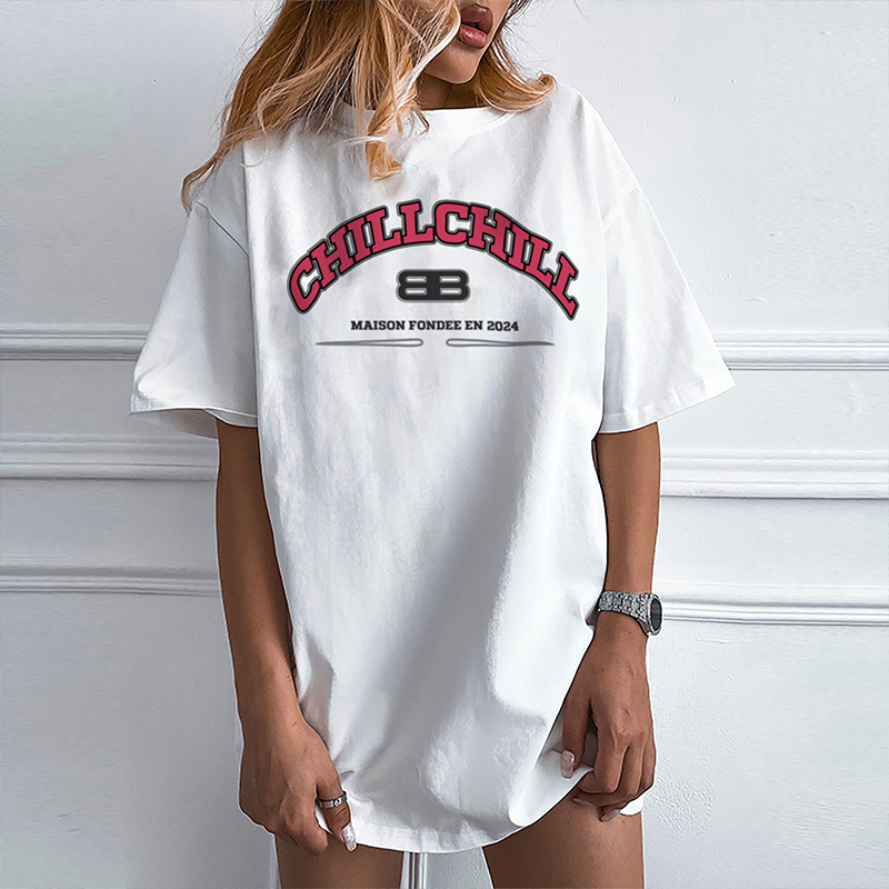 American Retro Minimalist Letter Print Short Sleeve T-Shirt - Summer Women's Oversized Hot Girl Top in Trendy Style