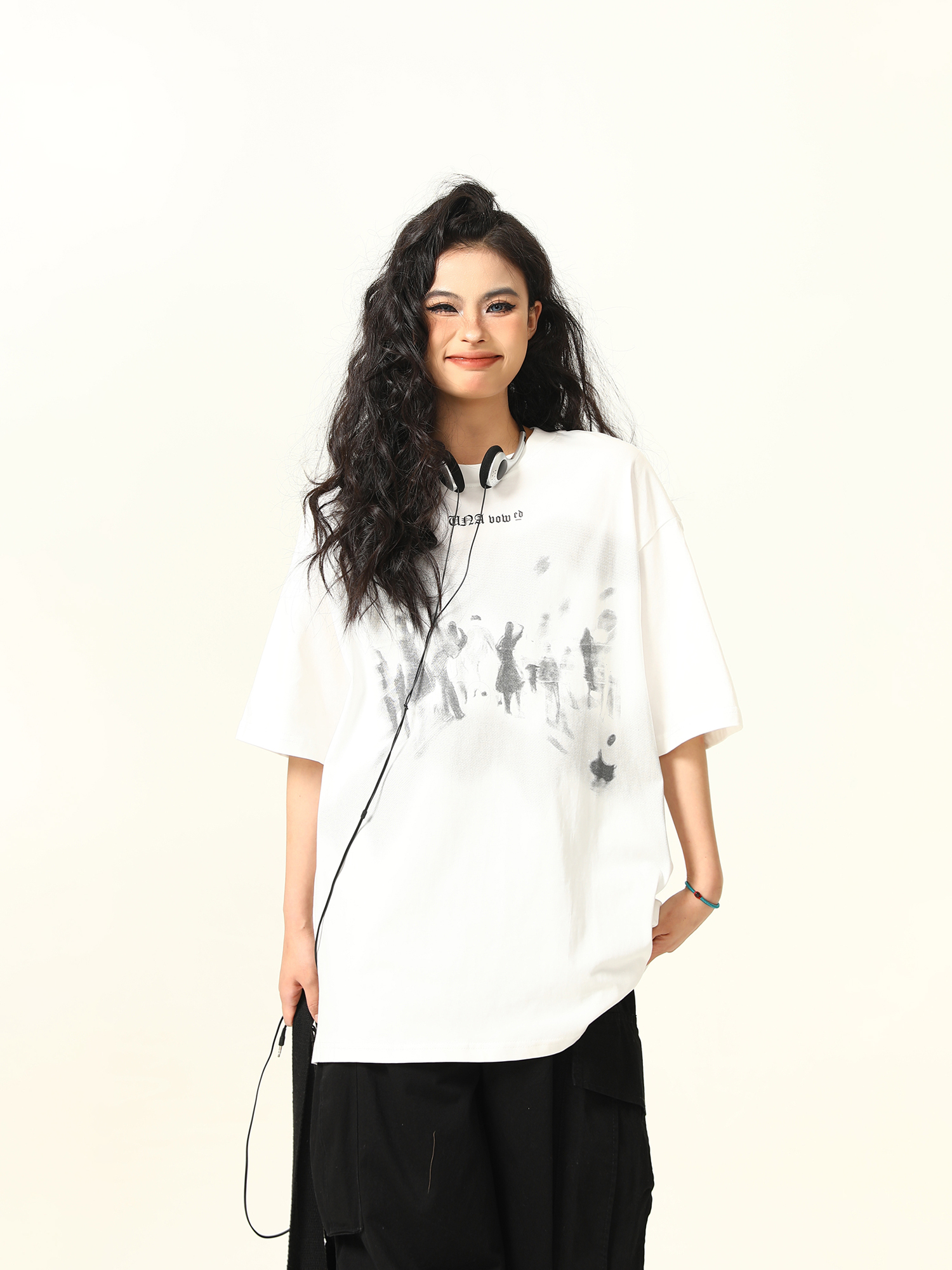 American Retro Printed Short-Sleeve T-Shirt for Men and Women, Oversized Summer Couple Top, Vintage 90s Style
