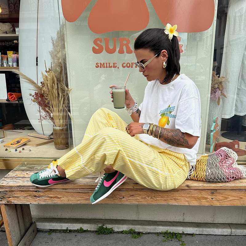 American Retro Summer Fruit Lemon Print Oversized Short Sleeve T-Shirt for Women - Trendy Hot Girl Top