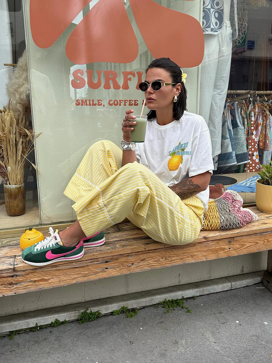 American Retro Summer Fruit Lemon Print Oversized Short Sleeve T-Shirt for Women - Trendy Hot Girl Top