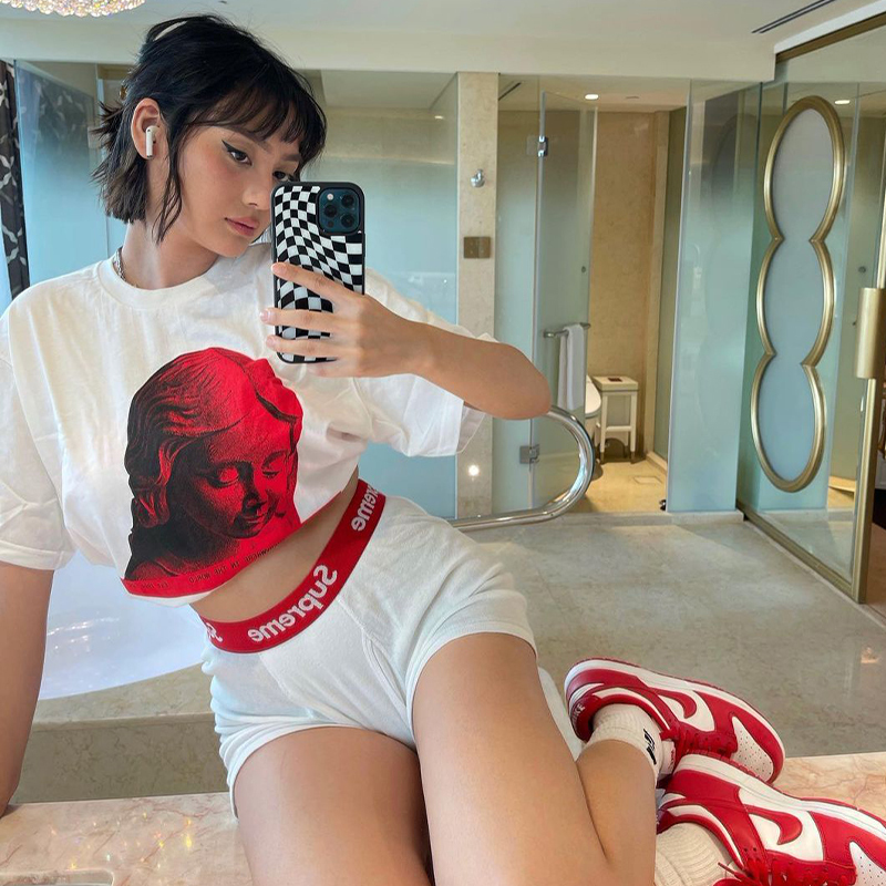 American Retro White Oversized T-Shirt for Women - Summer Short Sleeve Loose Fit Top