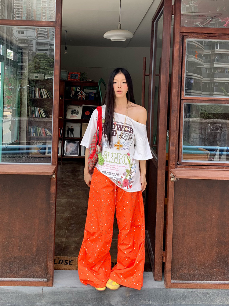American-Style Star Print Wide-Leg Casual Trousers for Men and Women - Loose-Fitting Floor-Length Dopamine Pants