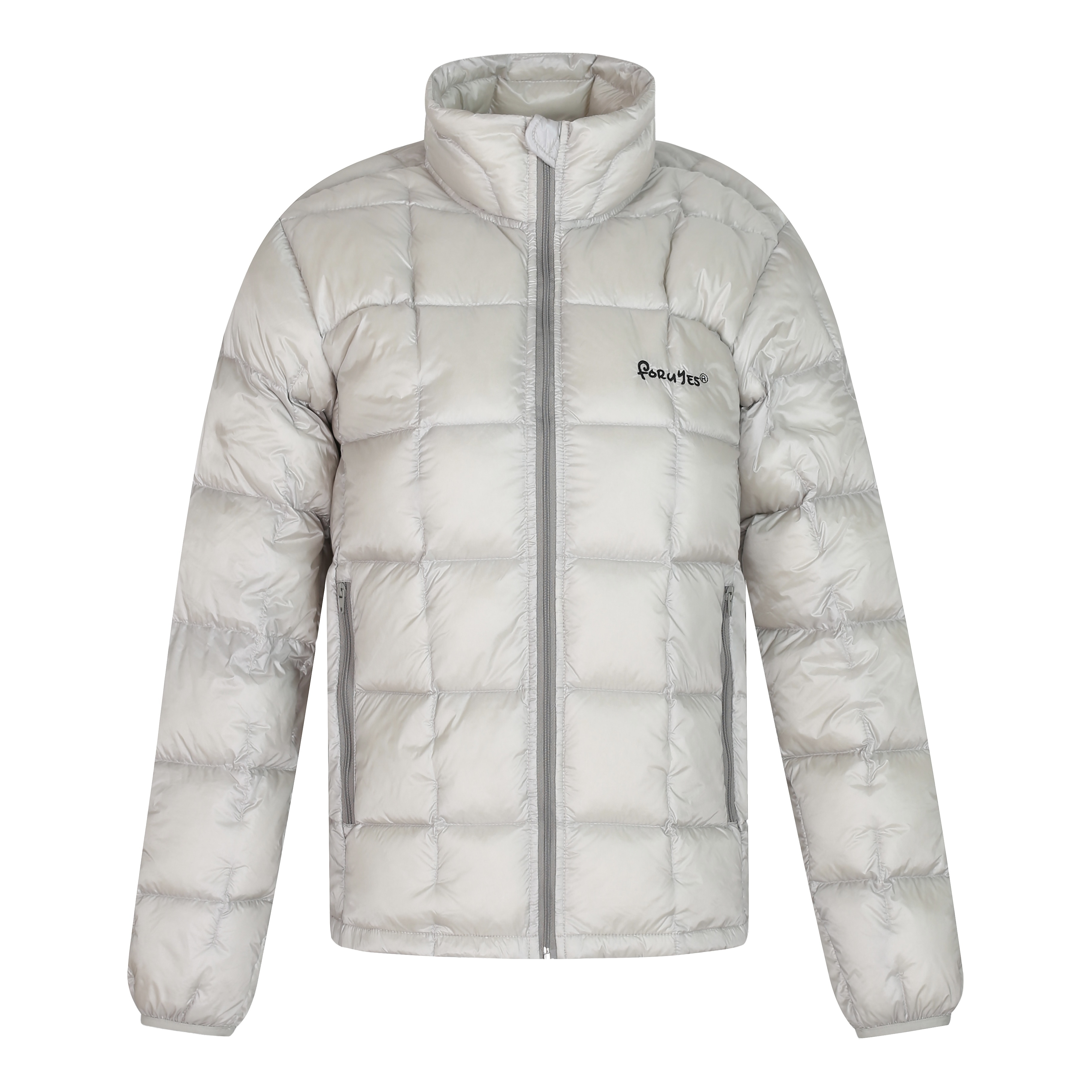 American Vintage Lightweight Duck Down Jacket with Stand Collar and Letter Embroidery - Retro Style Outerwear for 90s Fashion