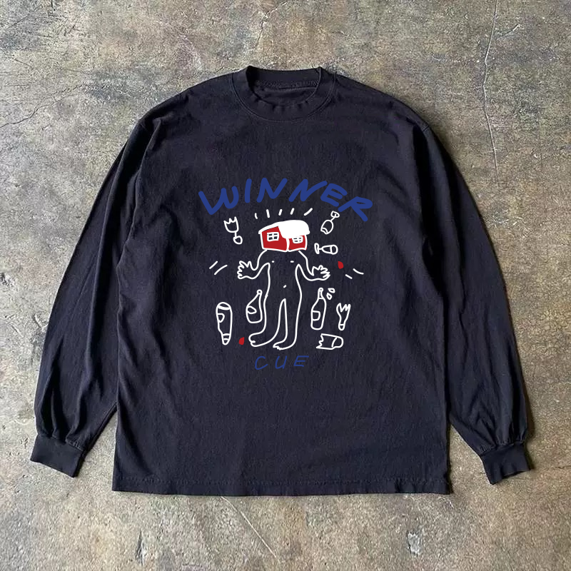 American Vintage Oversized Long Sleeve T-Shirt in 310g Pure Cotton - Non-Transparent, Versatile Street Style Fashion