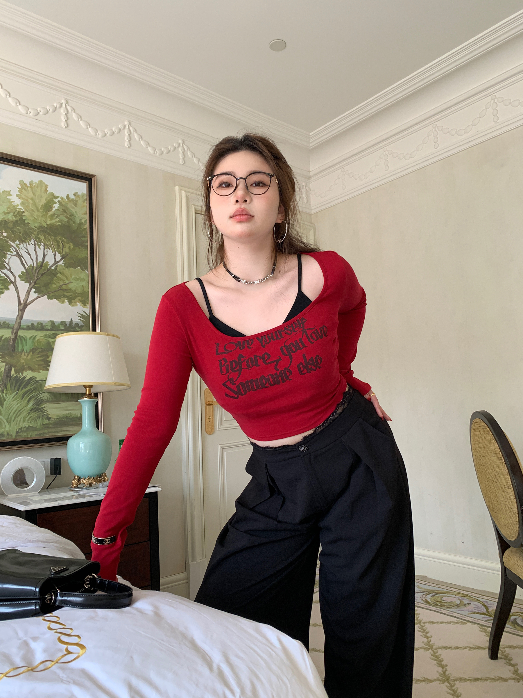 American Vintage Printed Short Sleeve T-Shirt - Slightly Chubby Cool Sniper Layered Top for 90s Y2K Style