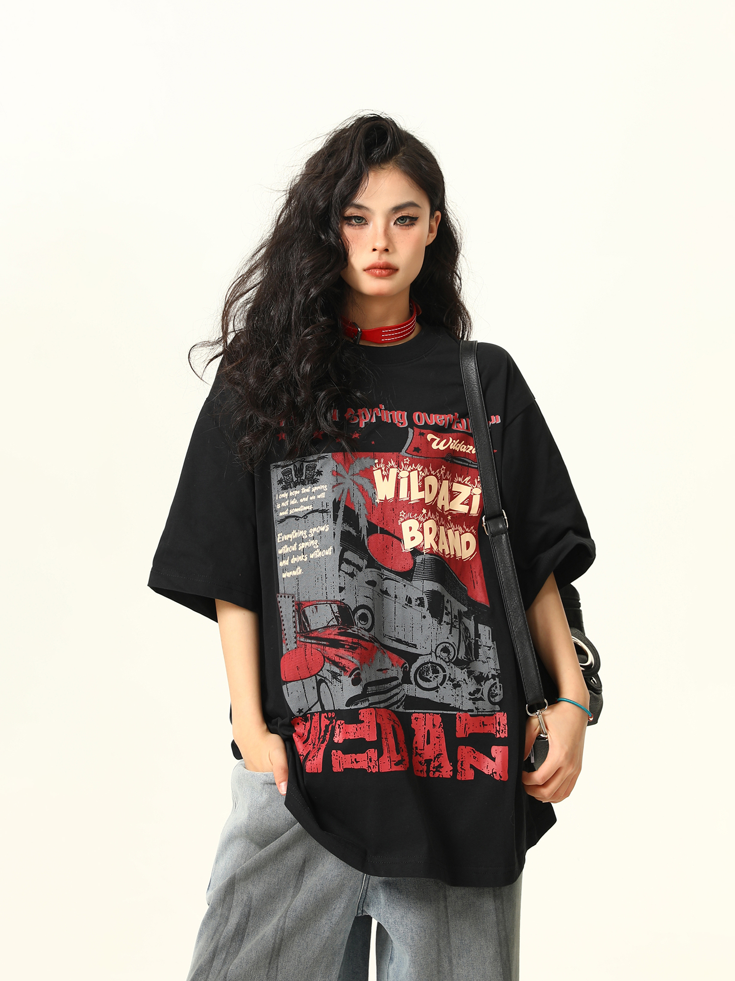 American Vintage Short Sleeve T-Shirt for Men and Women, Trendy Niche Print, 2025 Summer Style, Casual 90s Inspired Tee