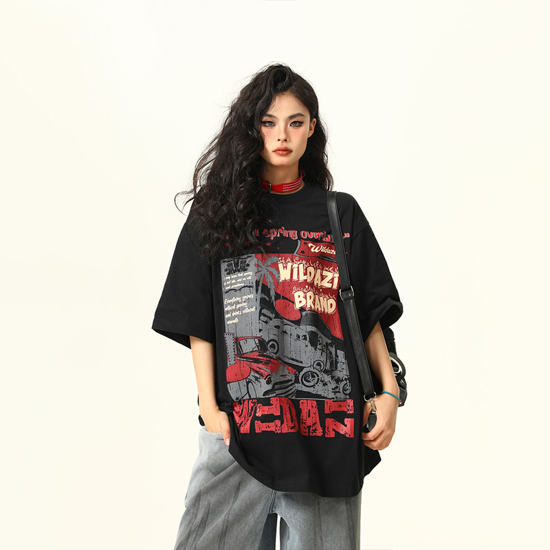 American Vintage Short Sleeve T-Shirt for Men and Women, Trendy Niche Print, 2025 Summer Style, Casual 90s Inspired Tee