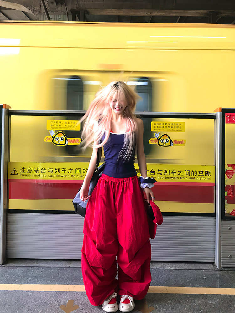 American Vintage Solid Color Wide-Leg Casual Pants for Men and Women | Loose Relaxed Floor-Length Trousers | Y2K Style