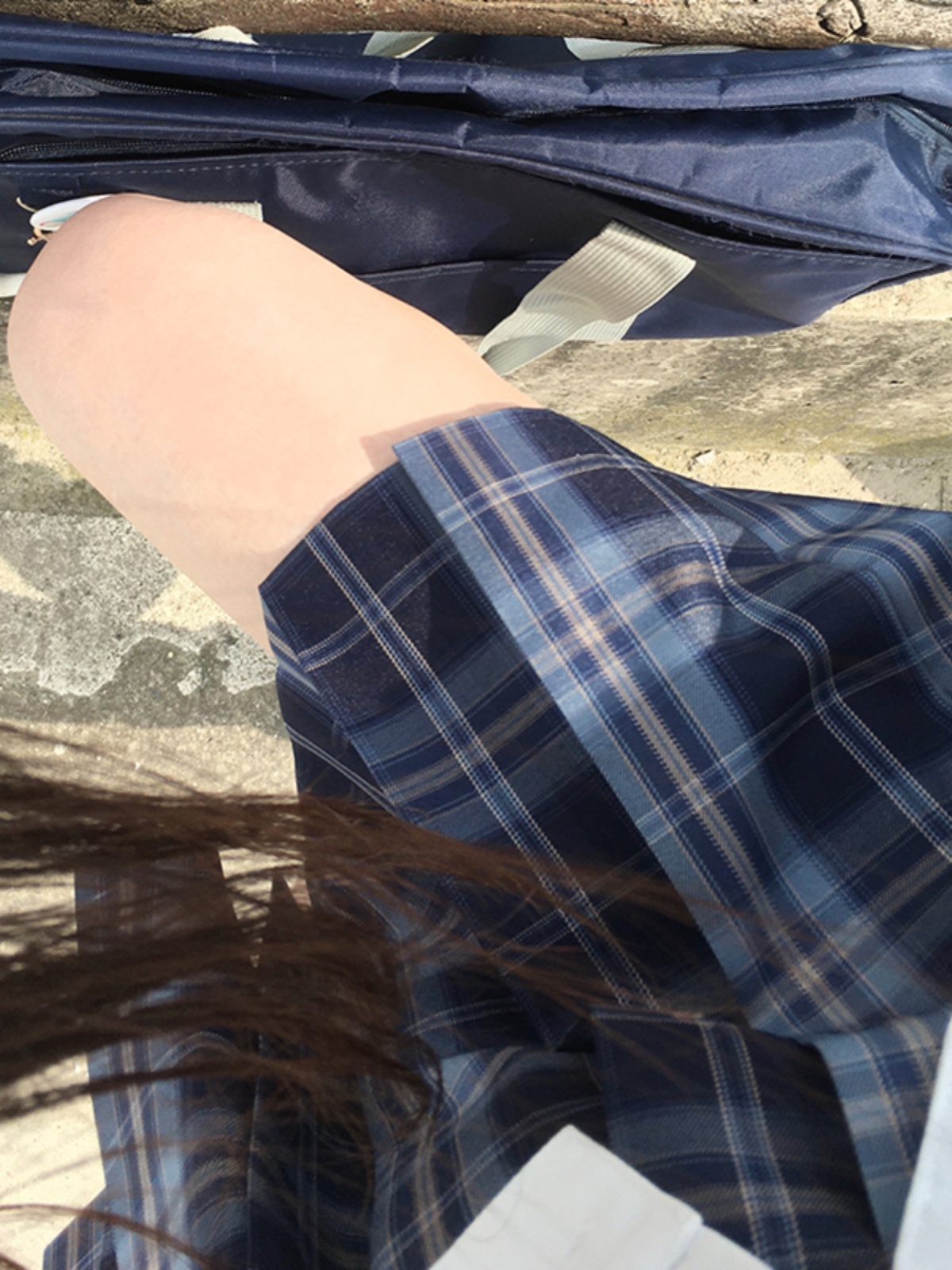 Authentic JK Plaid Pleated Skirt - A-line Checkered Midi Skirt for Women - Y2K Inspired Sea Night Design