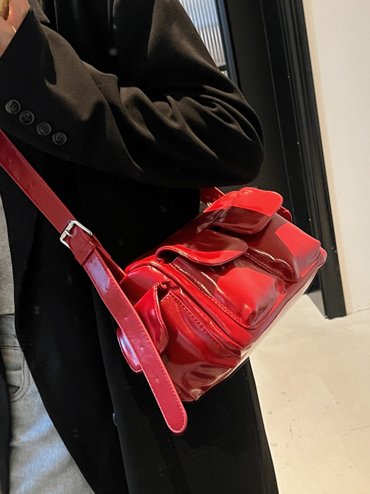 Autumn Angola Red Vintage Small Square Bag for Women - Trendy Shoulder Crossbody Bag 2025 Fashion Essential
