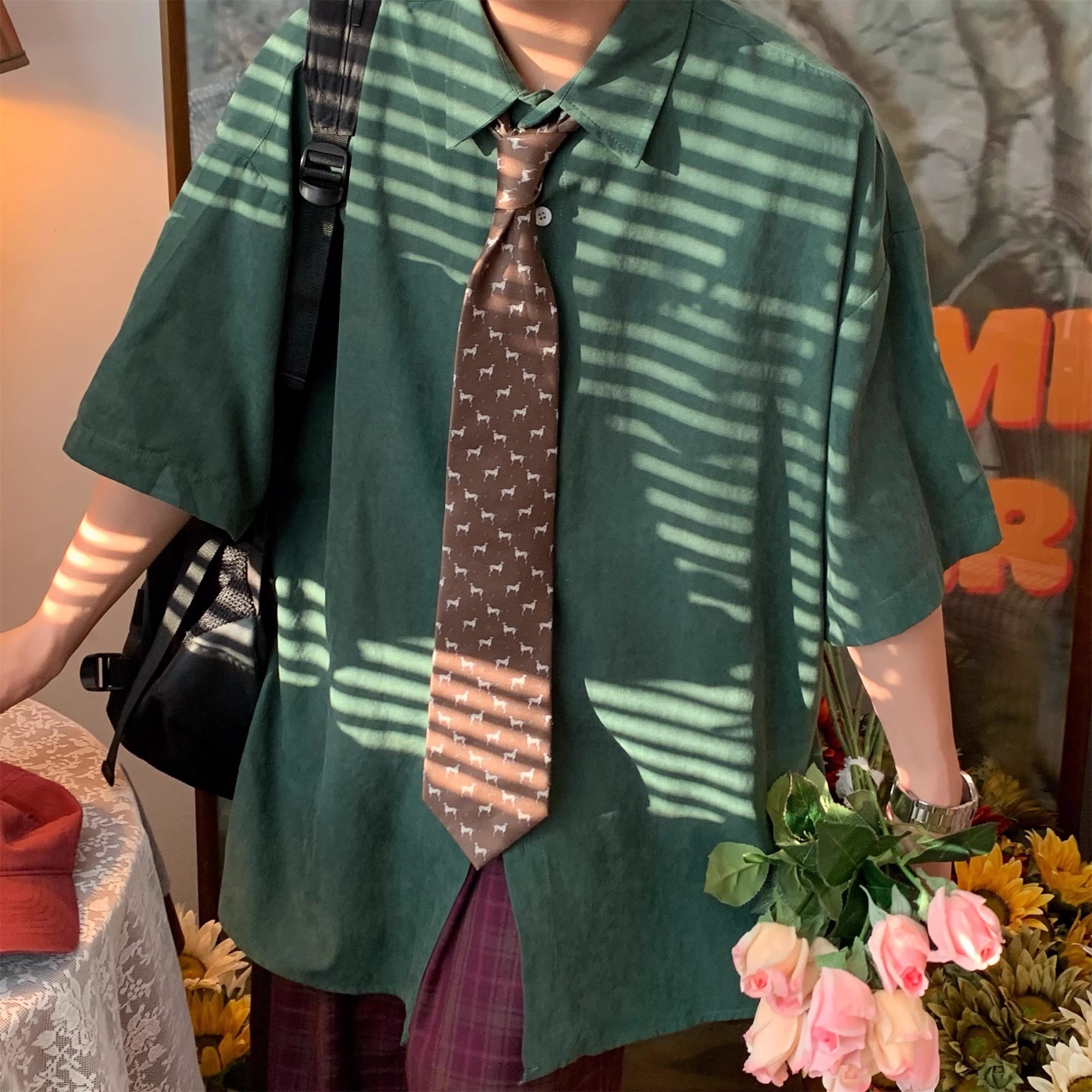 Autumn Vintage Hong Kong Style Long Sleeve Shirt for Women - Loose BF Korean Lazy Style with Tie, Available in 8 Colors