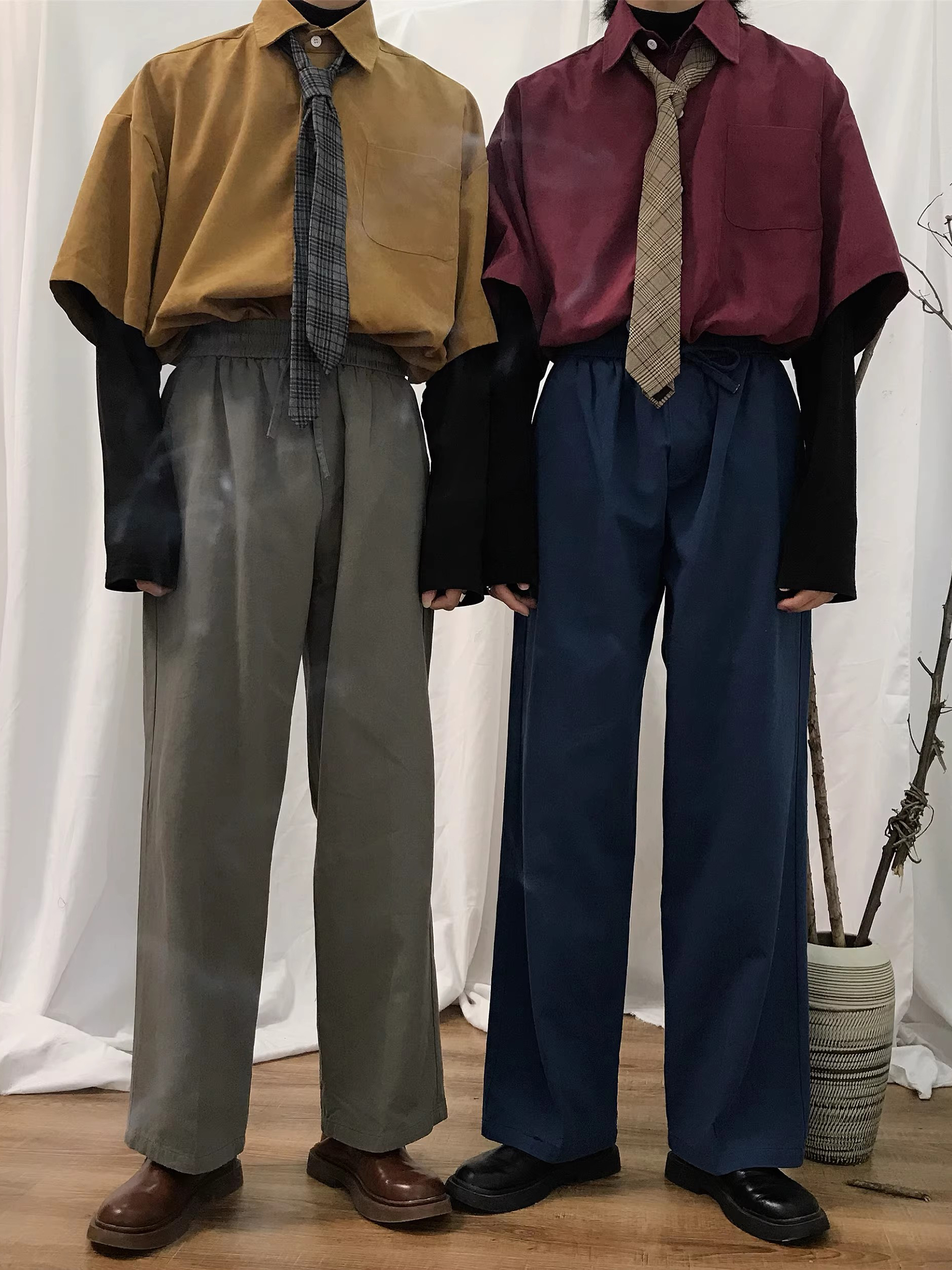 Autumn Vintage Hong Kong Style Long Sleeve Shirt for Women - Loose BF Korean Lazy Style with Tie, Available in 8 Colors