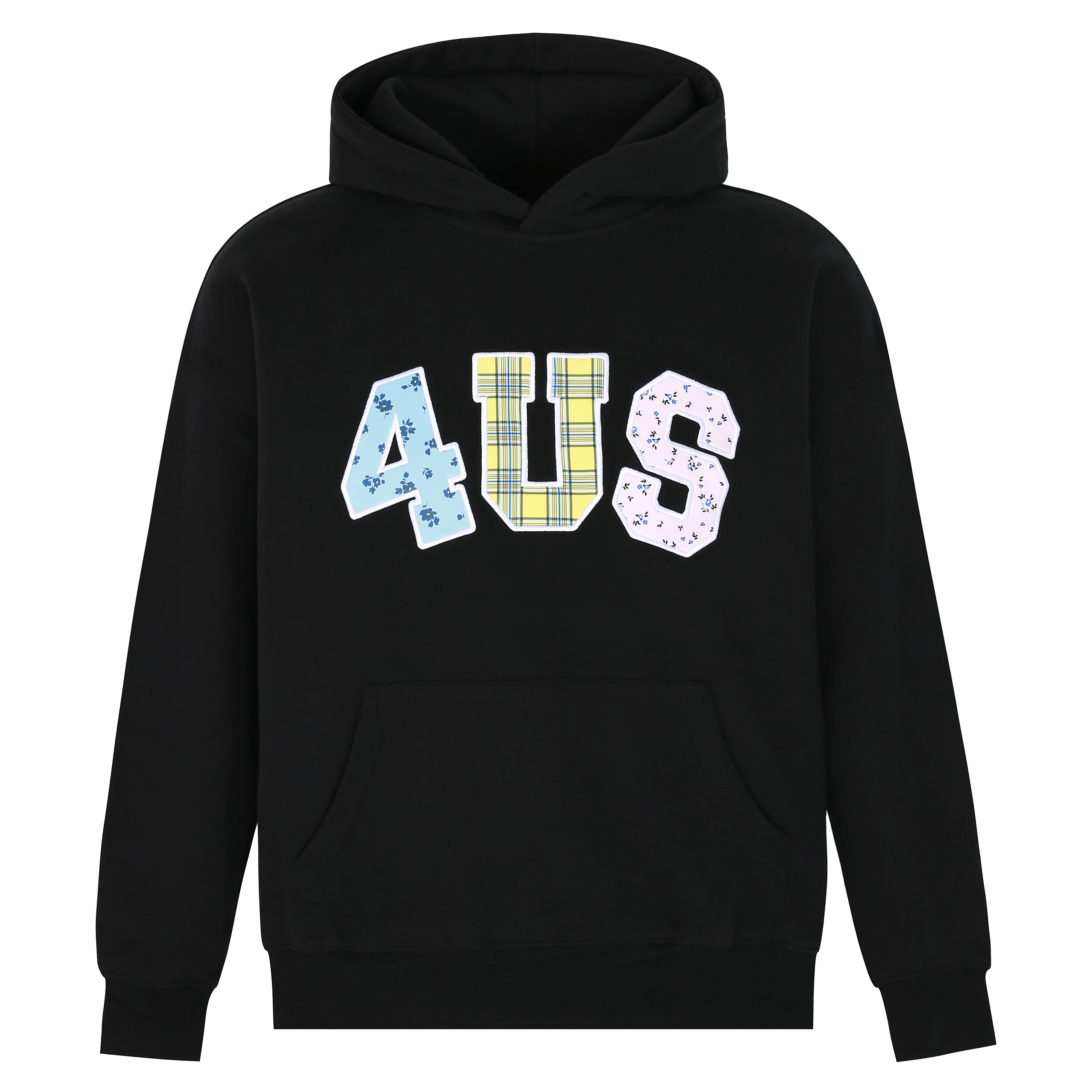 Autumn Winter Patchwork Embroidered Plaid Floral Couple Loose Hoodie Unisex Y2K Style Fashion