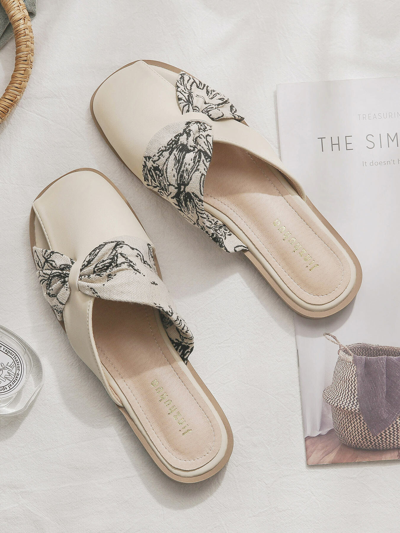 Backless Sheepskin Slip-On Flat Slippers for Women - French Style Pointed Toe Summer Footwear