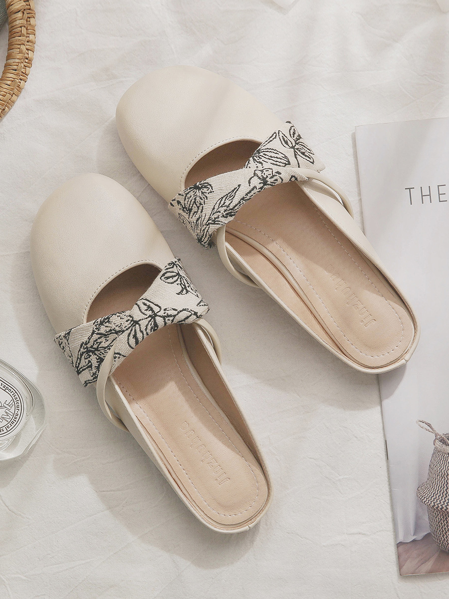 Backless Sheepskin Slippers for Women - Open-Toe Summer Footwear in Lazy French Style for Spring and Outdoor Wear