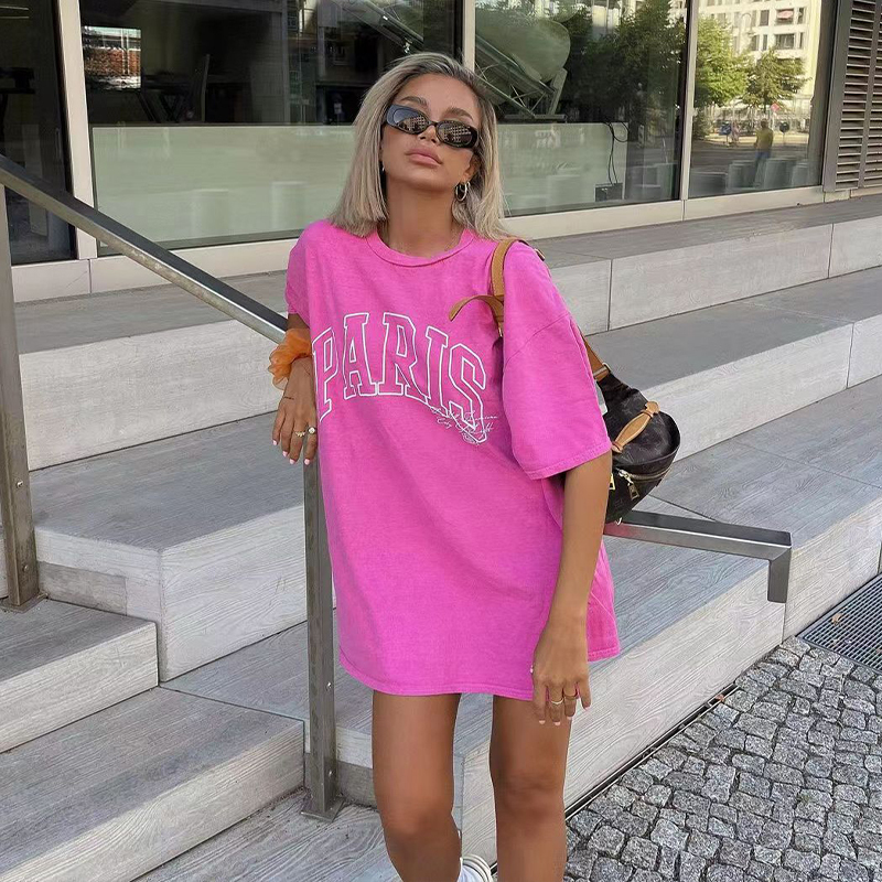 Barbie Pink Retro Letter Short Sleeve T-Shirt for Women - Oversized Summer Style, Y2K American Fashion Hot Girl Top