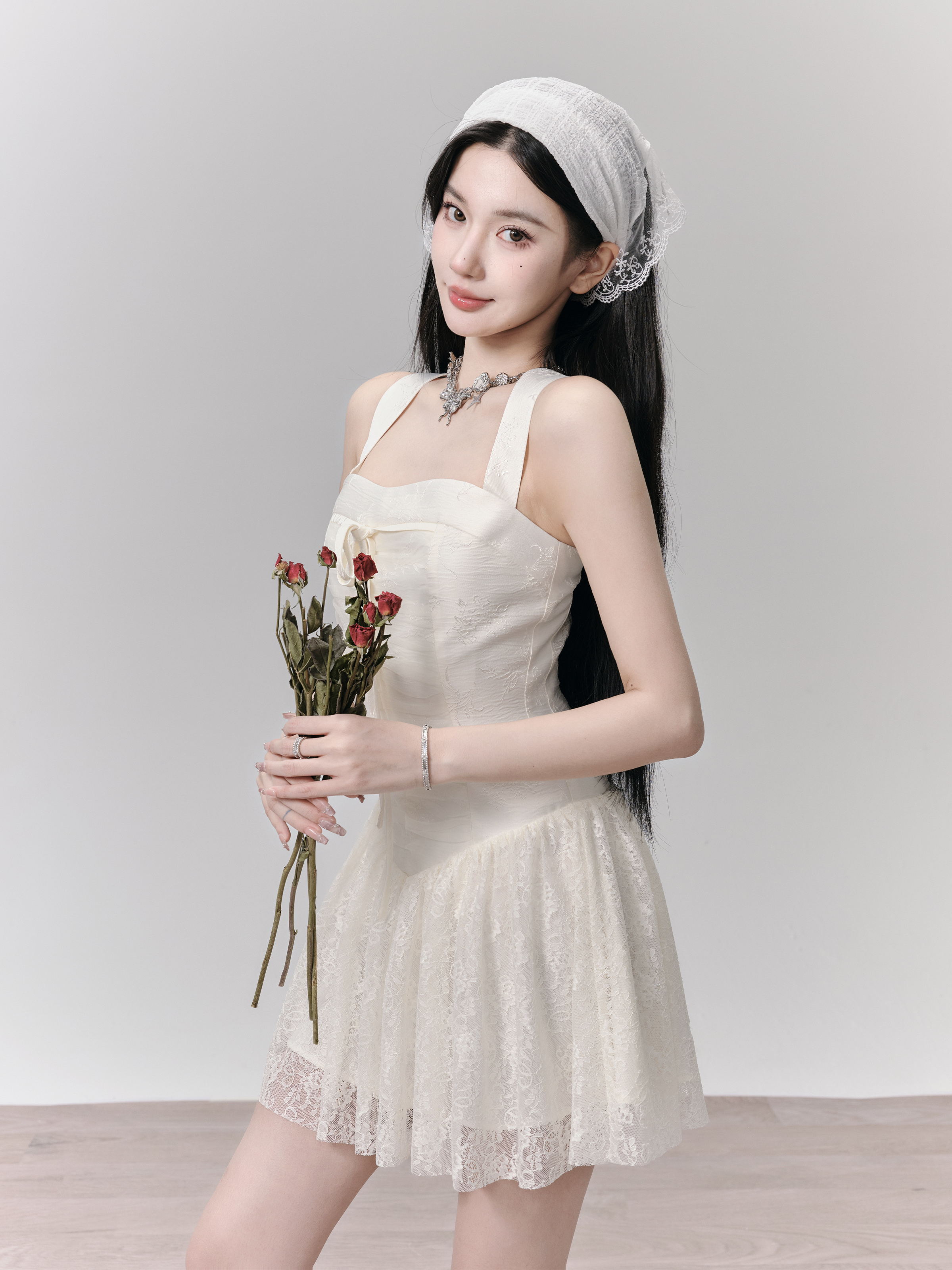 Blooming Dream Lace Tie Mesh Wide Shoulder Strap Dress - Sweet Floral Dating Dress for Summer, Y2K and 90s Inspired Fashion